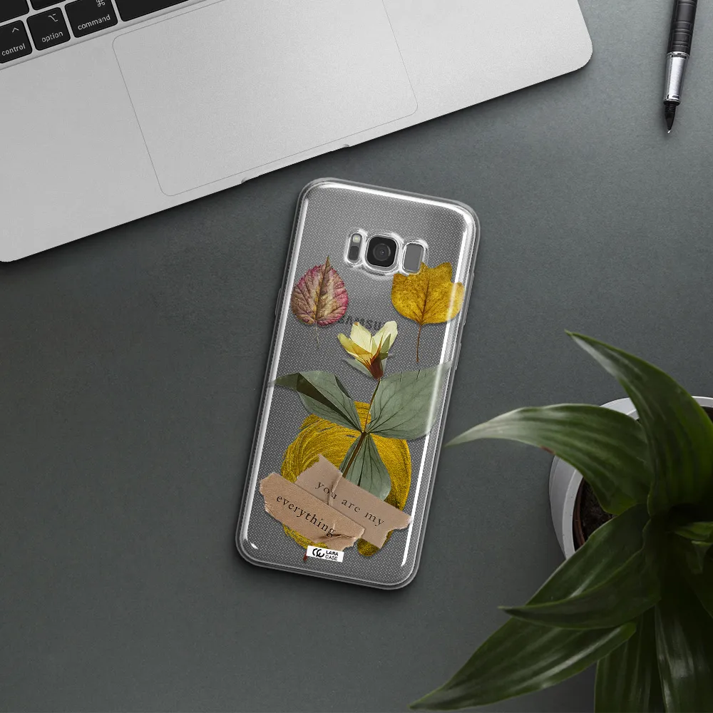 A Flower With Leaves And A Box Samsung S8 Clear Tpu Case