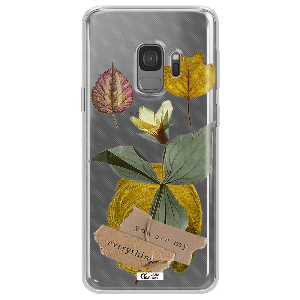 A Flower With Leaves And A Box Samsung S9 Clear Tpu Case