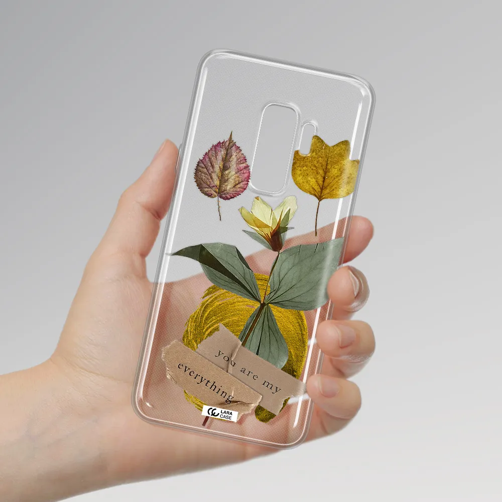 A Flower With Leaves And A Box Samsung S9 Plus Clear Tpu Case
