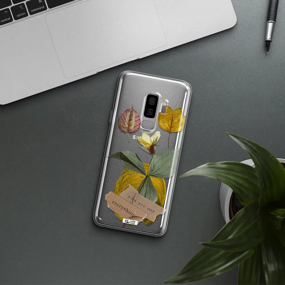 A Flower With Leaves And A Box Samsung S9 Plus Clear Tpu Case