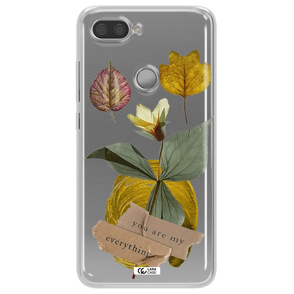A Flower With Leaves And A Box Xiaomi Mi 8 Lite Clear Tpu Case