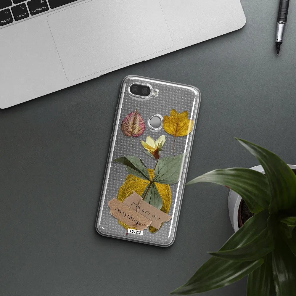 A Flower With Leaves And A Box Xiaomi Mi 8 Lite Clear Tpu Case