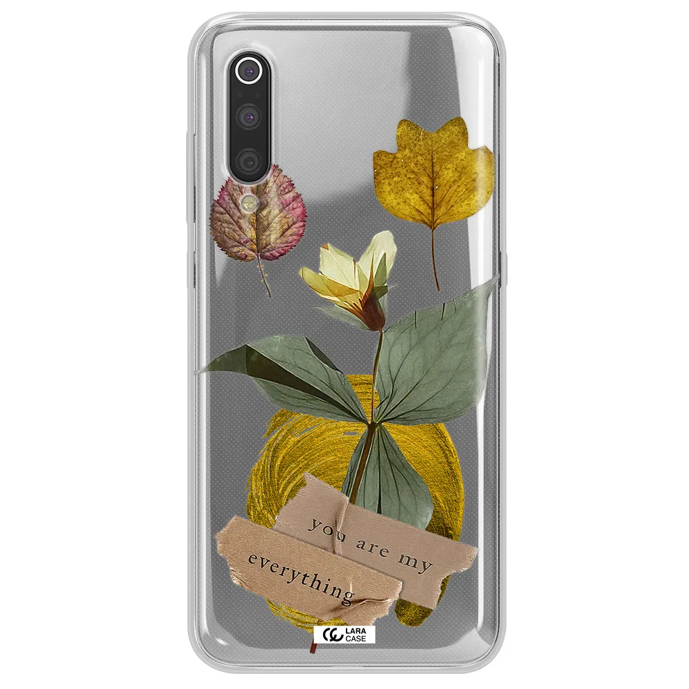 A Flower With Leaves And A Box Xiaomi Mi 9 Clear Tpu Case