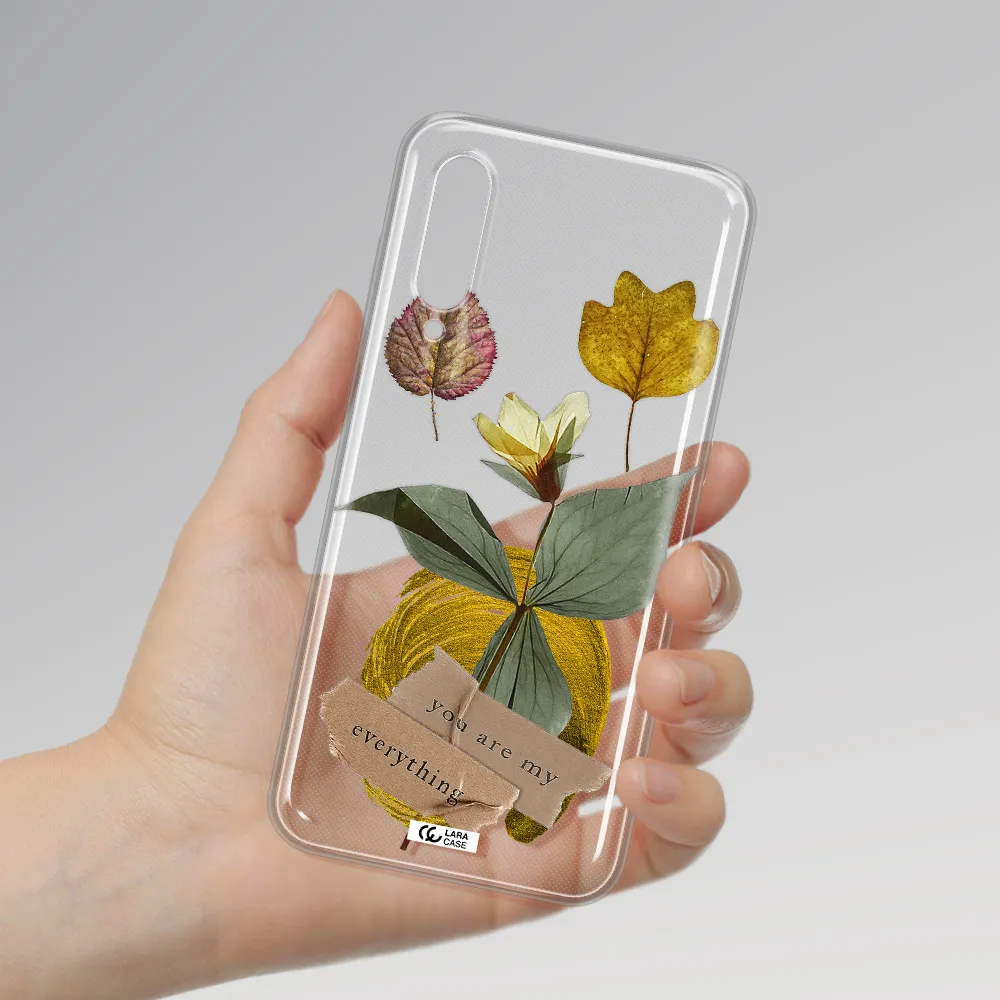 A Flower With Leaves And A Box Xiaomi Mi 9 Clear Tpu Case