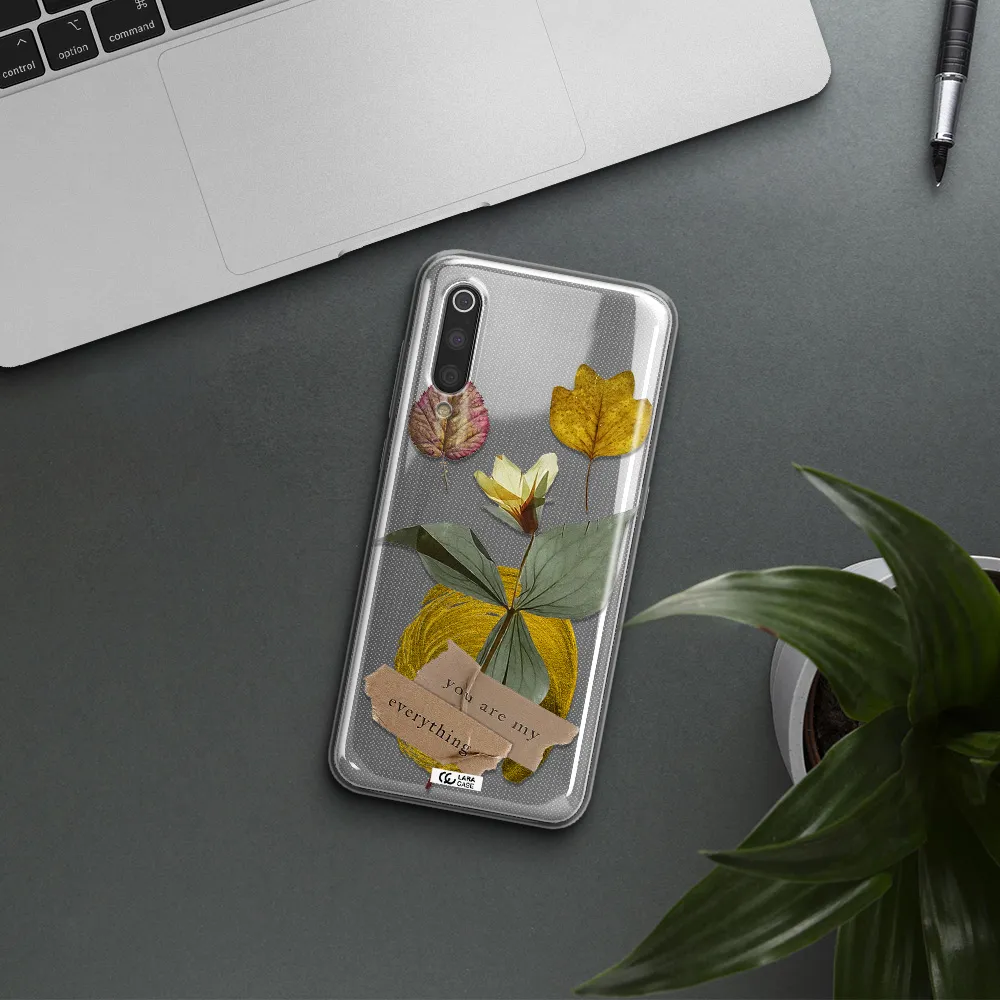 A Flower With Leaves And A Box Xiaomi Mi 9 Clear Tpu Case