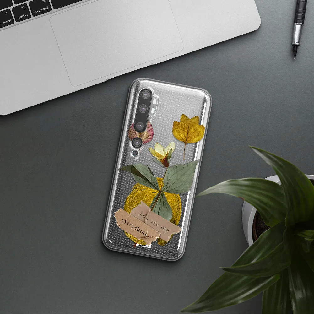 A Flower With Leaves And A Box Xiaomi Mi Note 10 Clear Tpu Case