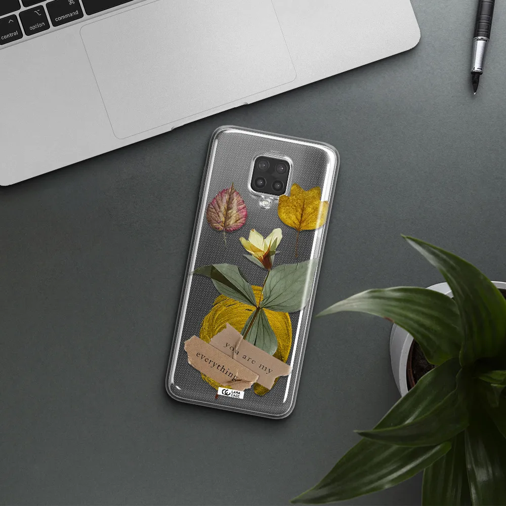A Flower With Leaves And A Box Xiaomi Note 9 Pro Clear Tpu Case