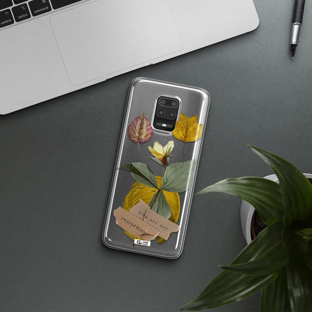 A Flower With Leaves And A Box Xiaomi Note 9S Clear Tpu Case