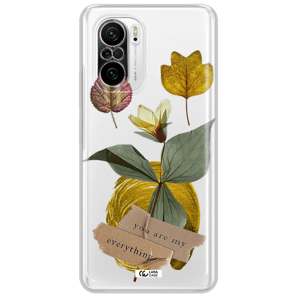 A Flower With Leaves And A Box Xiaomi Poco F3 Clear Tpu Case