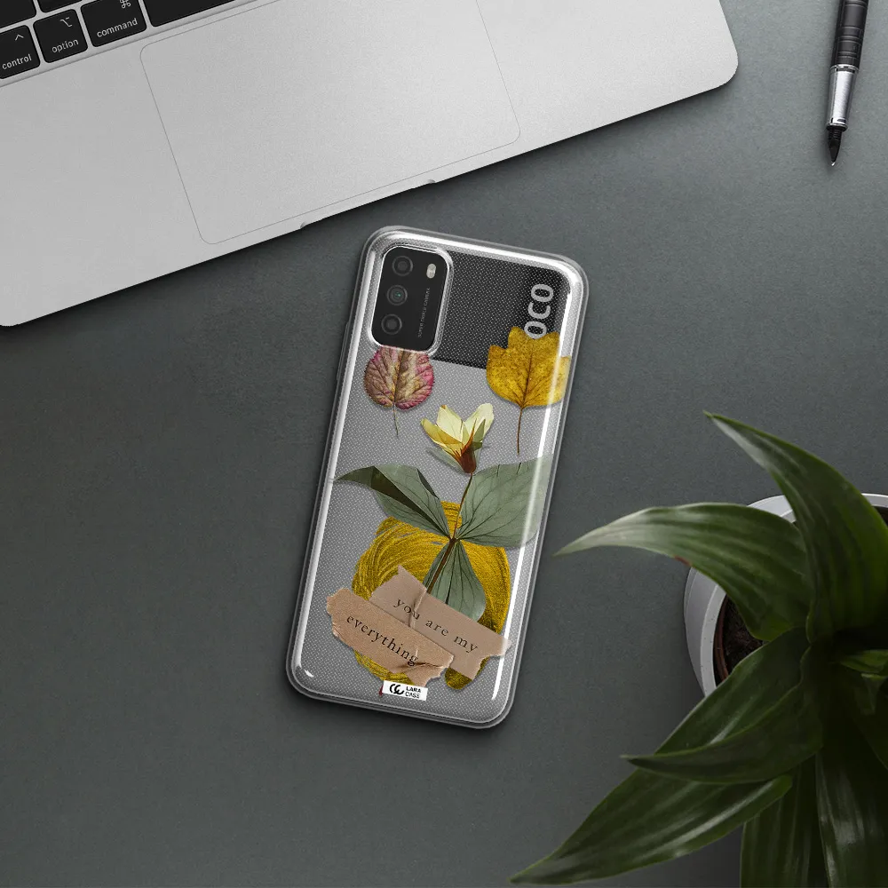 A Flower With Leaves And A Box Xiaomi Poco M3 Clear Tpu Case