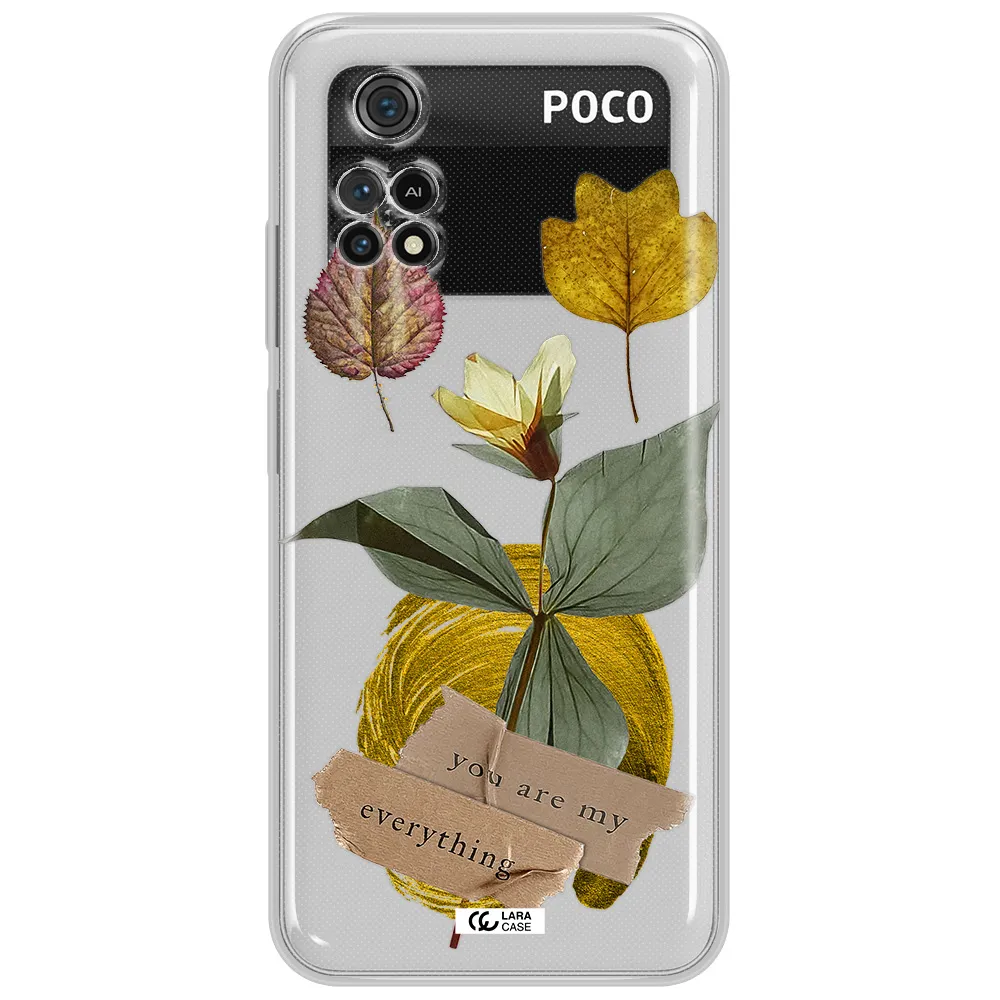 A Flower With Leaves And A Box Xiaomi Poco M4 Pro 4G Clear Tpu Case