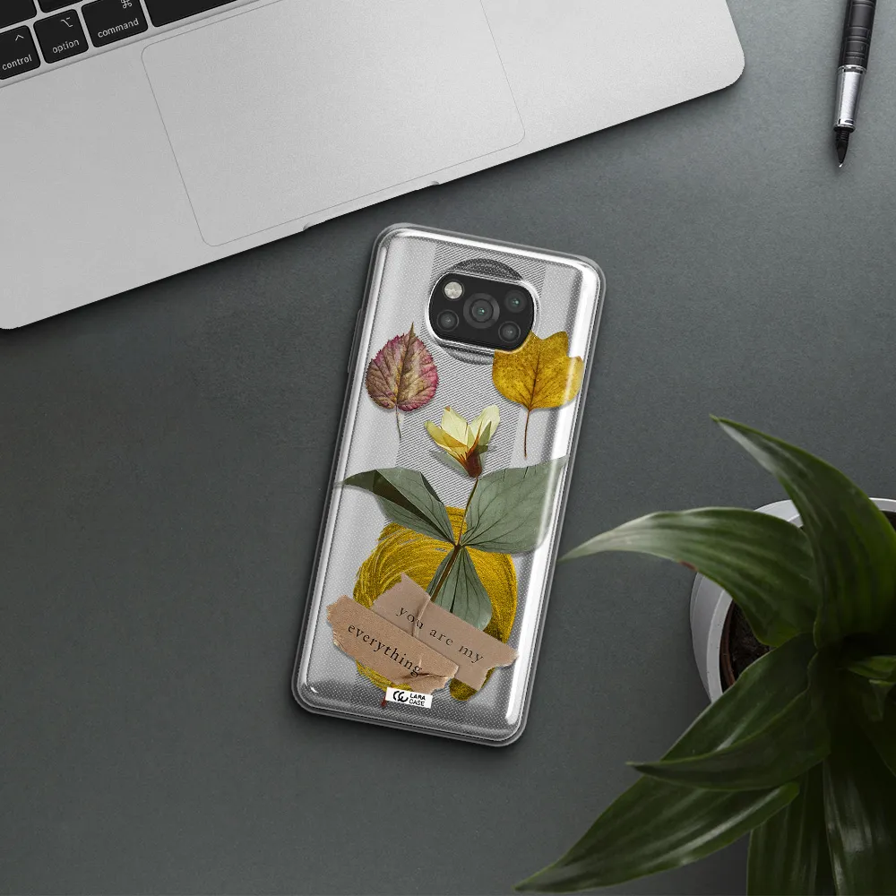 A Flower With Leaves And A Box Xiaomi Poco X3 Clear Tpu Case