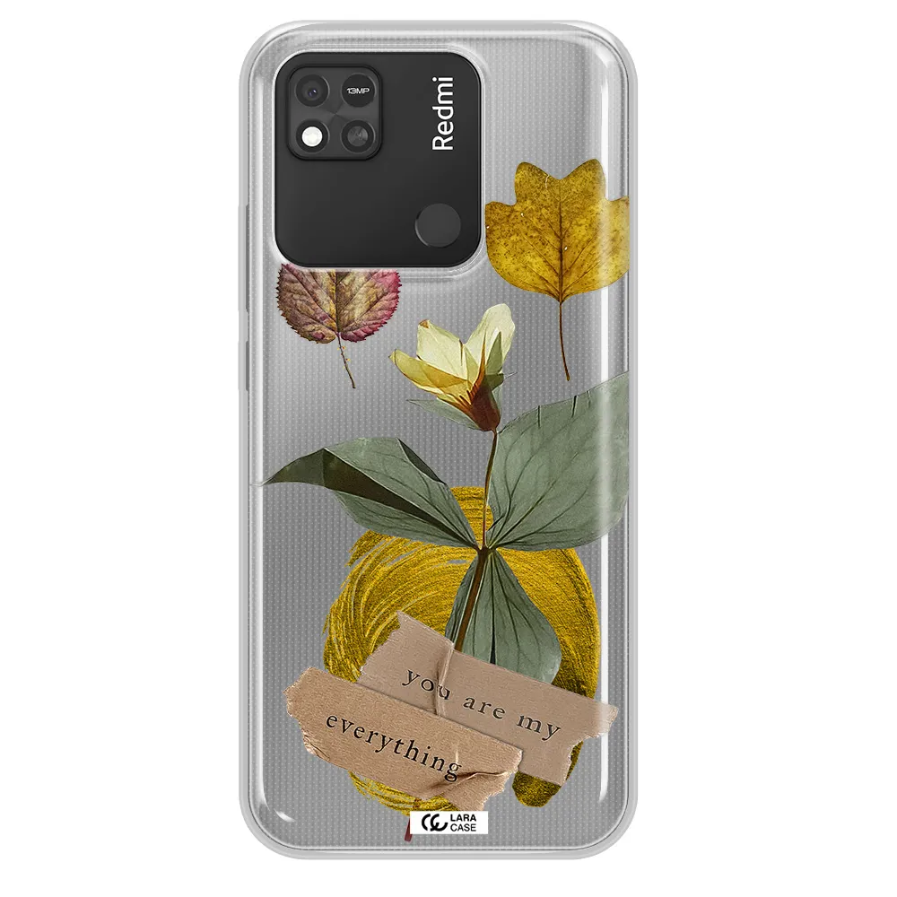 A Flower With Leaves And A Box Xiaomi Redmi 10A Clear Tpu Case