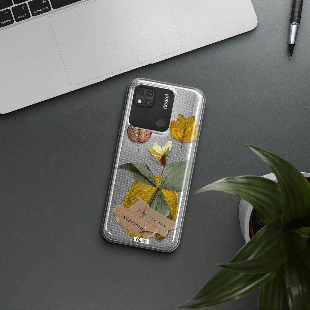 A Flower With Leaves And A Box Xiaomi Redmi 10A Clear Tpu Case