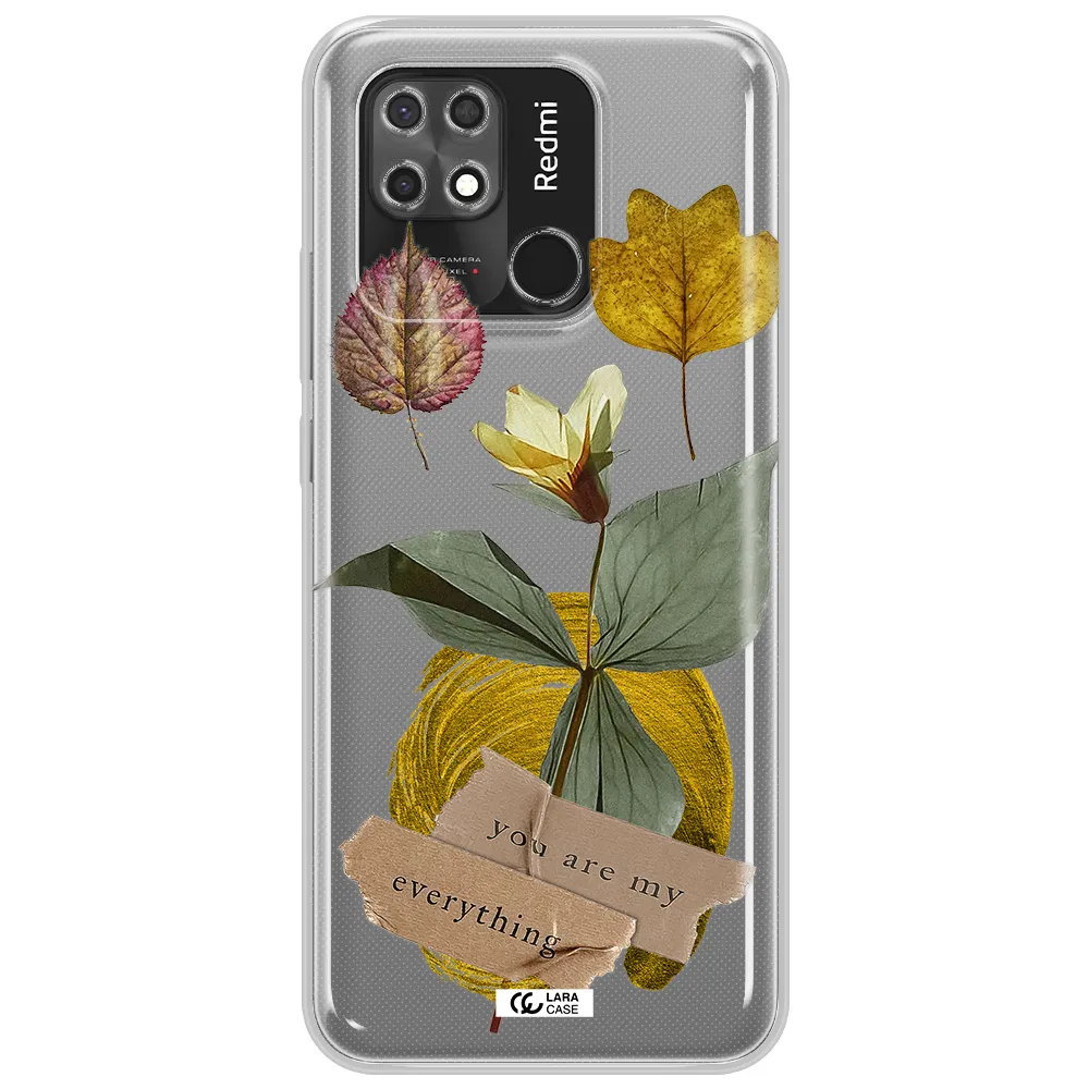 A Flower With Leaves And A Box Xiaomi Redmi 10C Clear Tpu Case