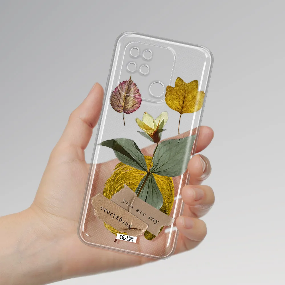 A Flower With Leaves And A Box Xiaomi Redmi 10C Clear Tpu Case