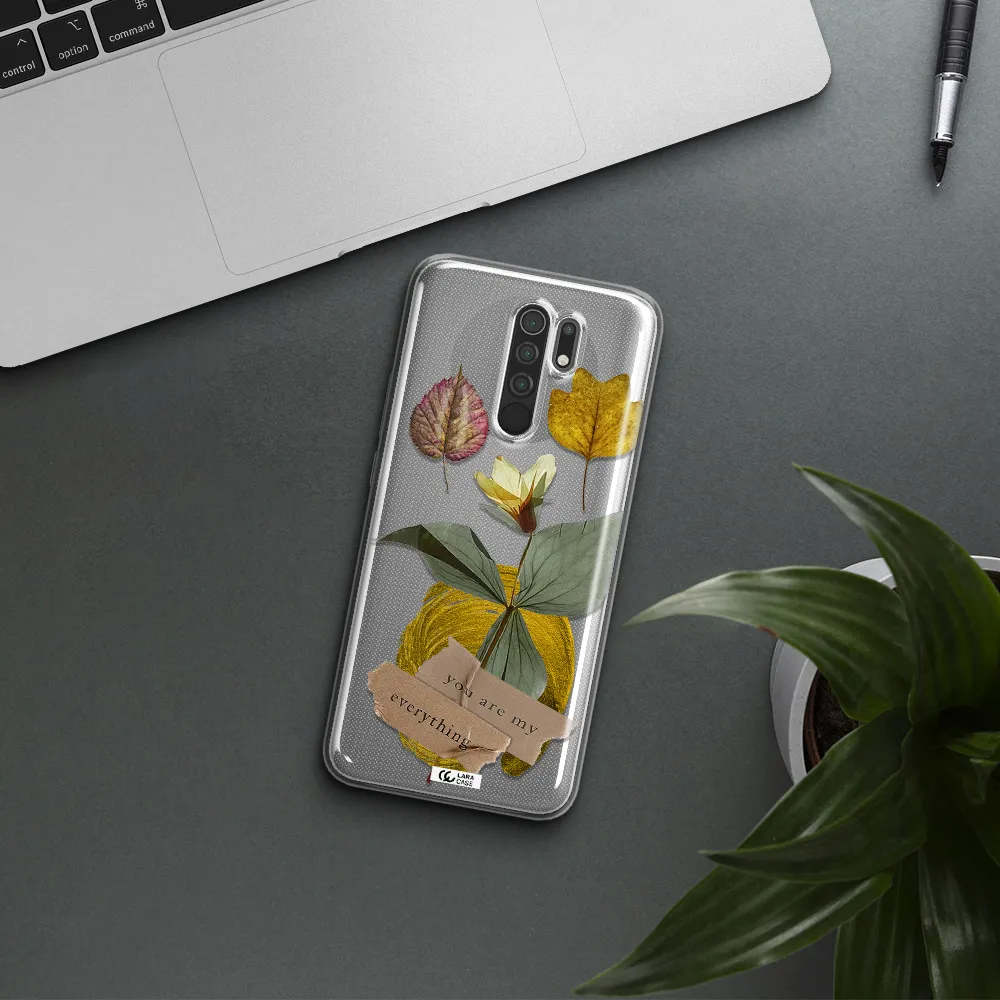 A Flower With Leaves And A Box Xiaomi Redmi 9 Clear Tpu Case