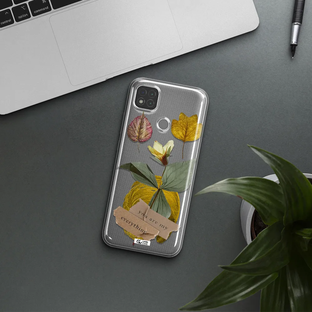A Flower With Leaves And A Box Xiaomi Redmi 9C Clear Tpu Case