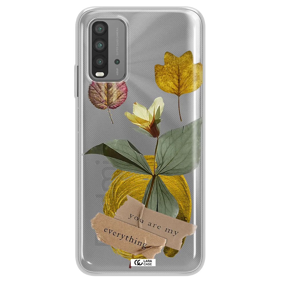 A Flower With Leaves And A Box Xiaomi Redmi 9T Clear Tpu Case