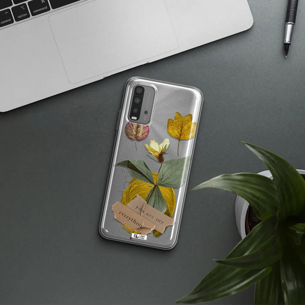 A Flower With Leaves And A Box Xiaomi Redmi 9T Clear Tpu Case