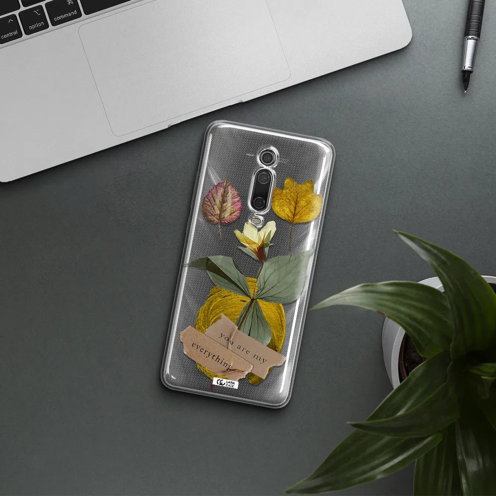 A Flower With Leaves And A Box Xiaomi Redmi K20 Clear Tpu Case