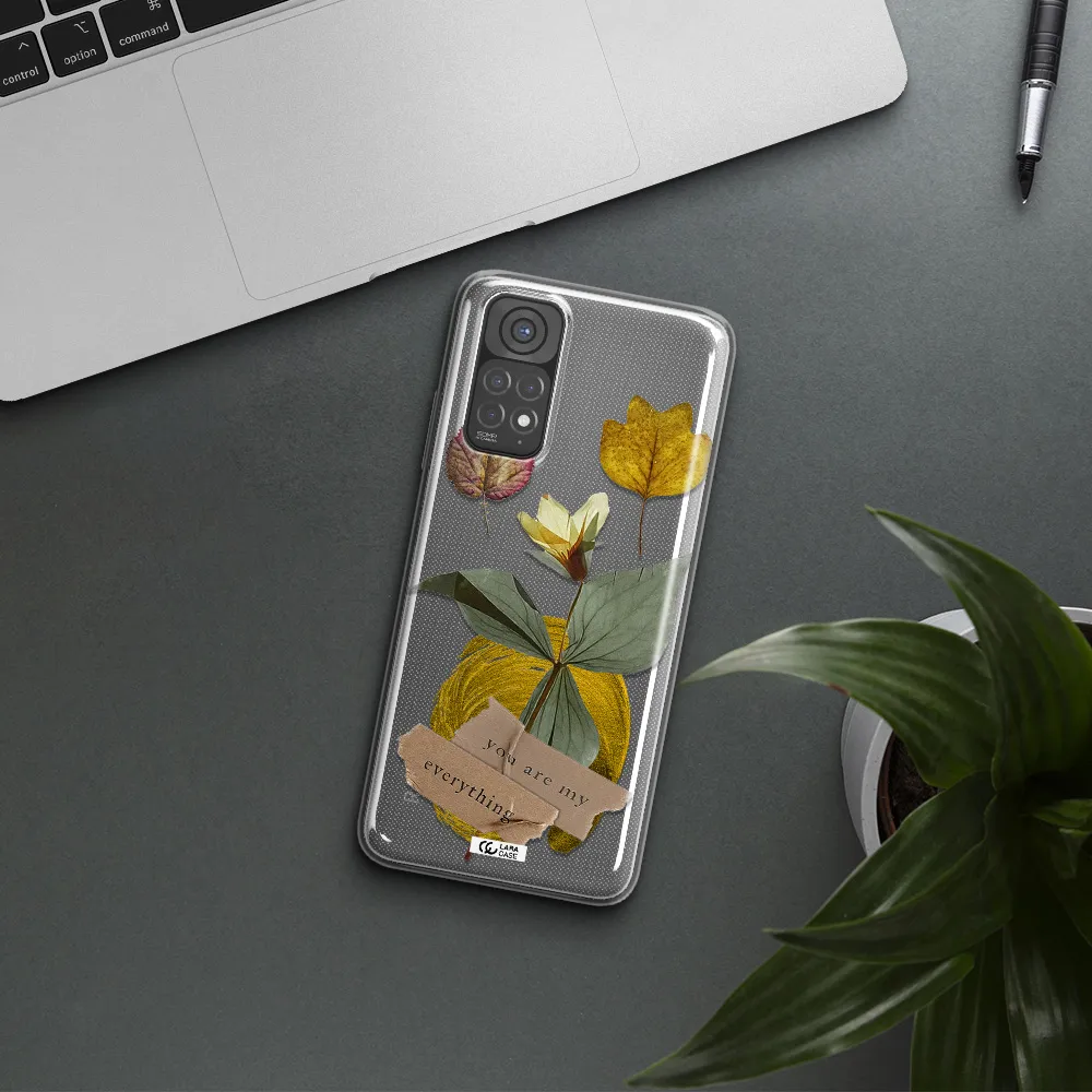 A Flower With Leaves And A Box Xiaomi Redmi Note 11 Clear Tpu Case