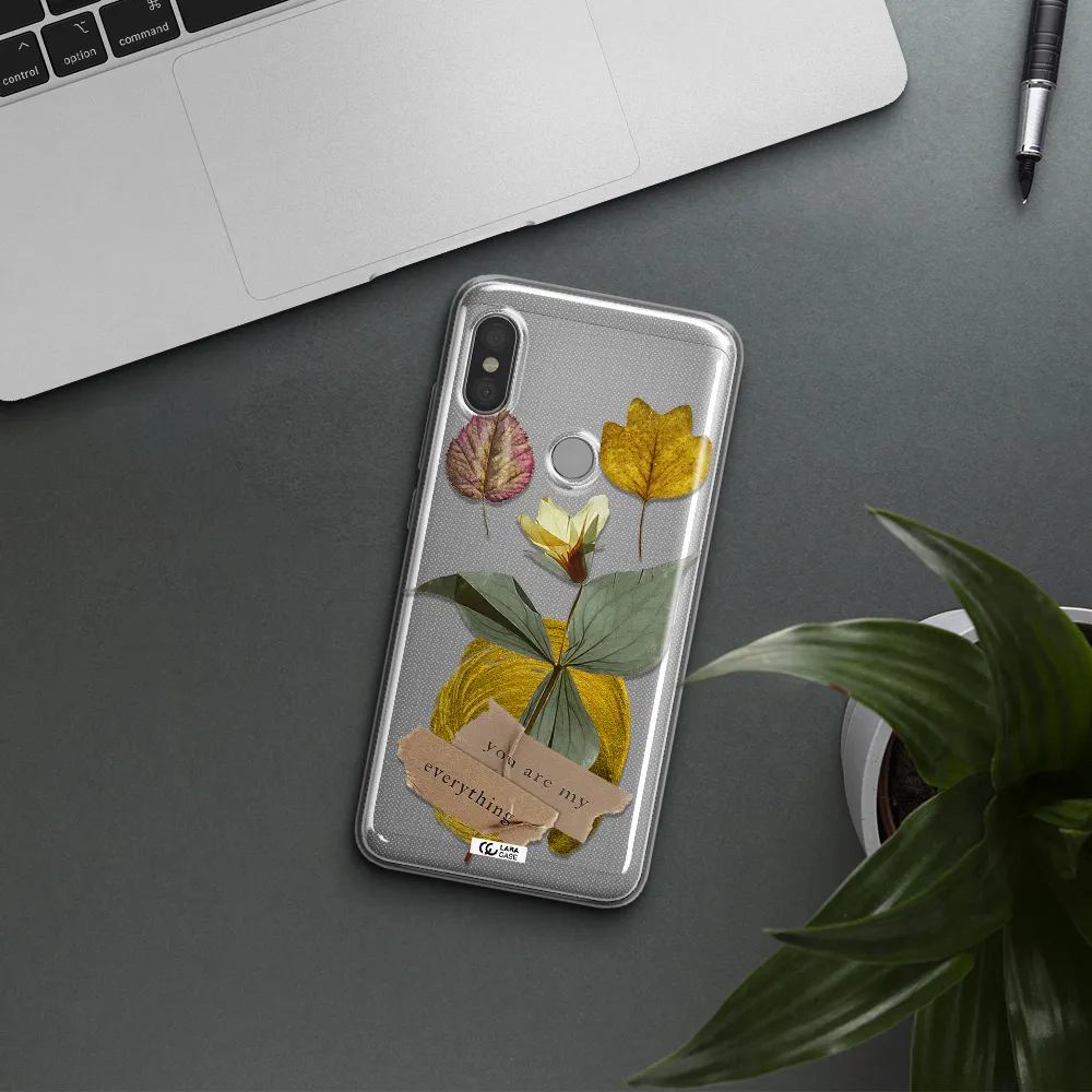 A Flower With Leaves And A Box Xiaomi Redmi Note 6 Pro Clear Tpu Case
