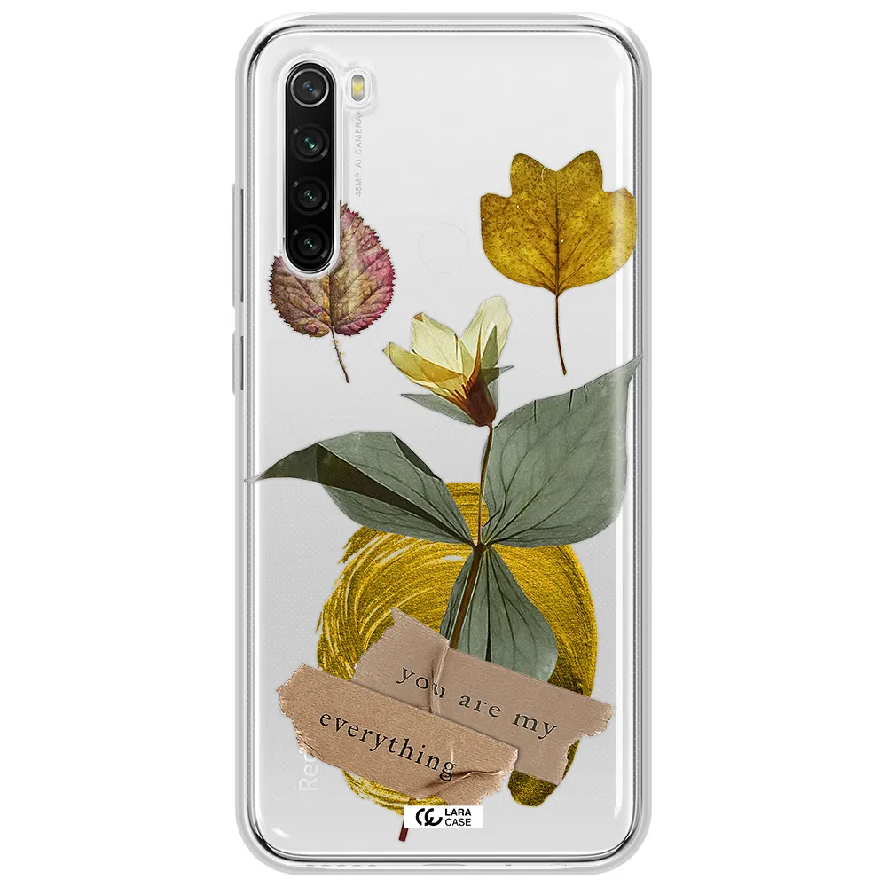 A Flower With Leaves And A Box Xiaomi Redmi Note 8T Clear Tpu Case