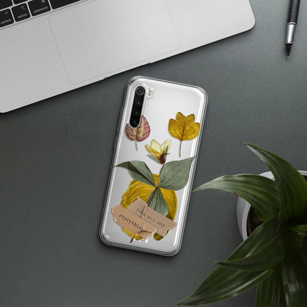A Flower With Leaves And A Box Xiaomi Redmi Note 8T Clear Tpu Case