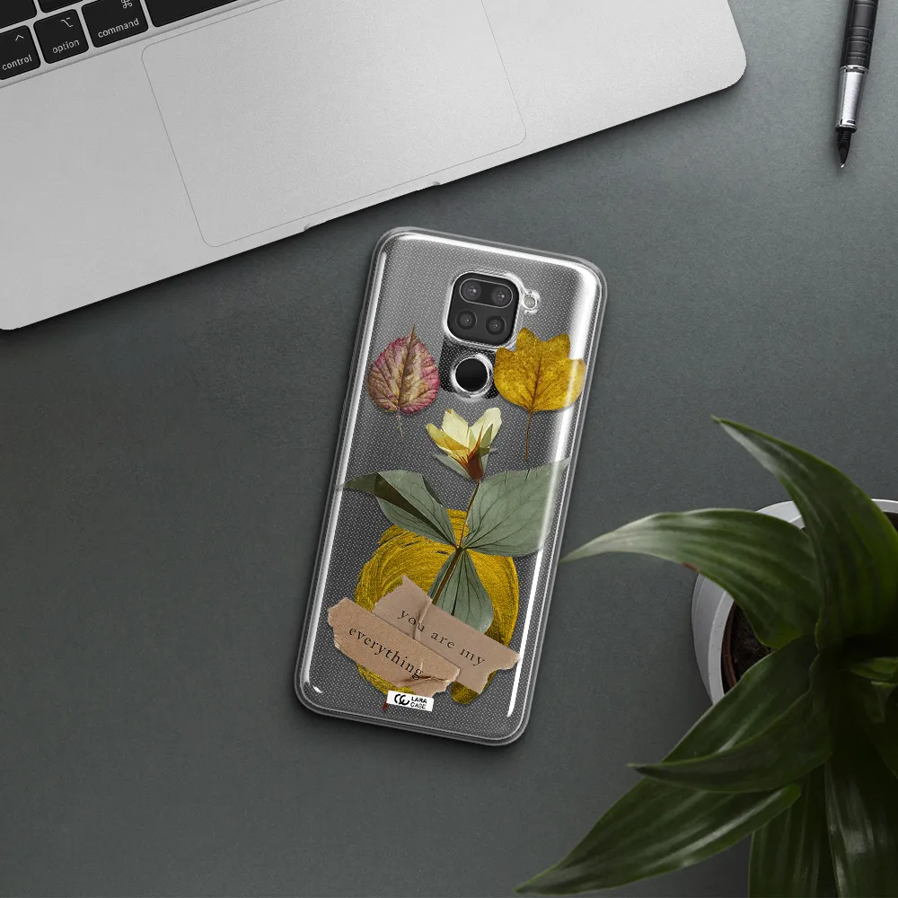 A Flower With Leaves And A Box Xiaomi Redmi Note 9 Clear Tpu Case