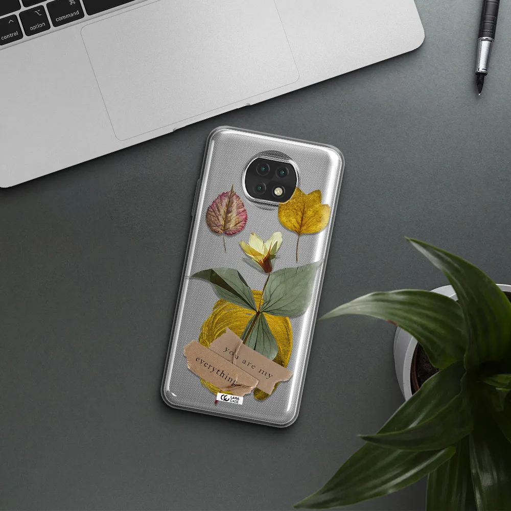 A Flower With Leaves And A Box Xiaomi Redmi Note 9T Clear Tpu Case