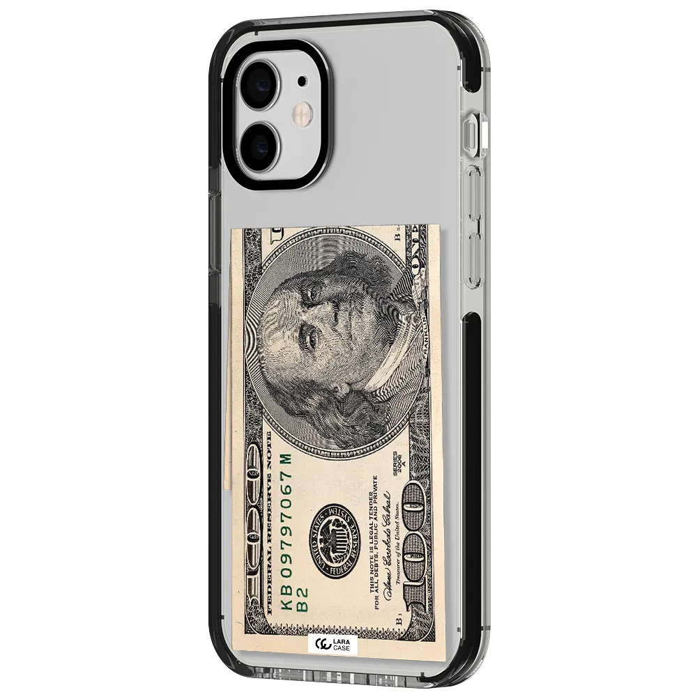 a close-up of a money bill Apple iPhone 11 impact black border Case