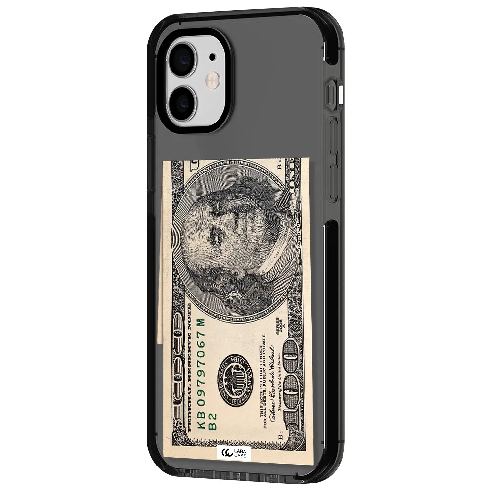 a close-up of a money bill Apple iPhone 11 impact Smoke Black Case