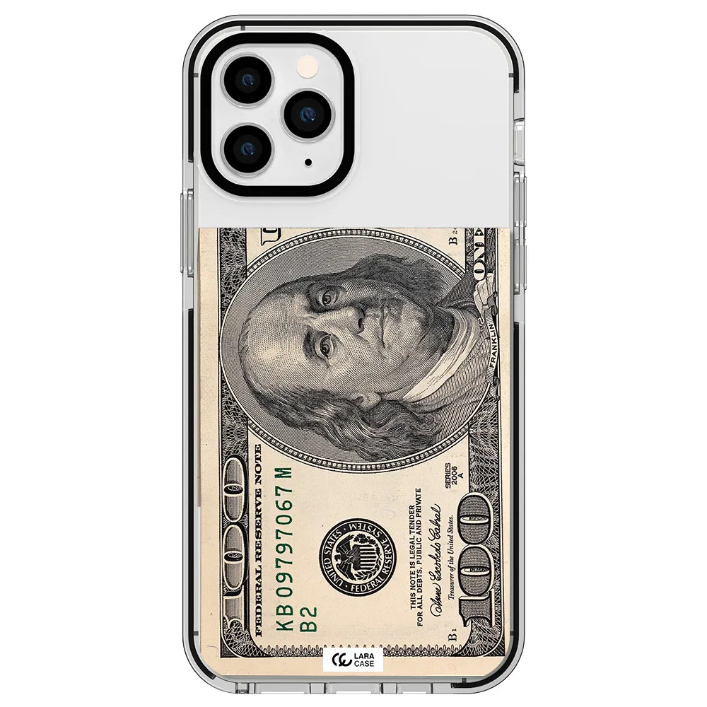 a close-up of a money bill Apple iPhone 11 pro impact black border Case