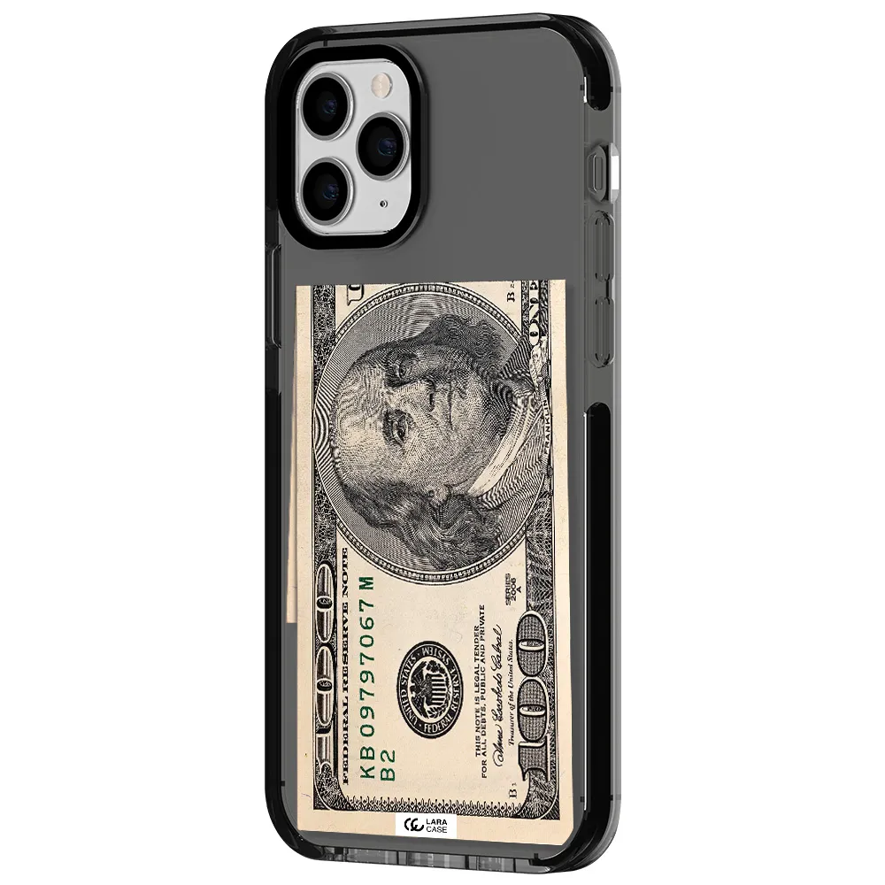a close-up of a money bill Apple iPhone 11 pro impact Smoke Black Case
