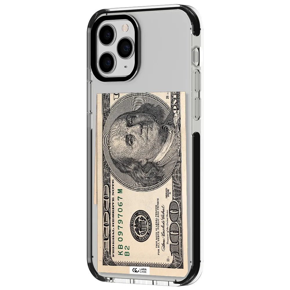 a close-up of a money bill Apple iPhone 11 pro max impact black border Case