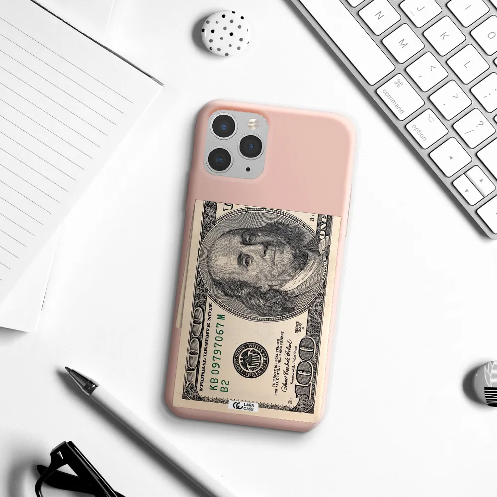 a close-up of a money bill Apple iPhone 11 pro max Silicone pastel pink Case