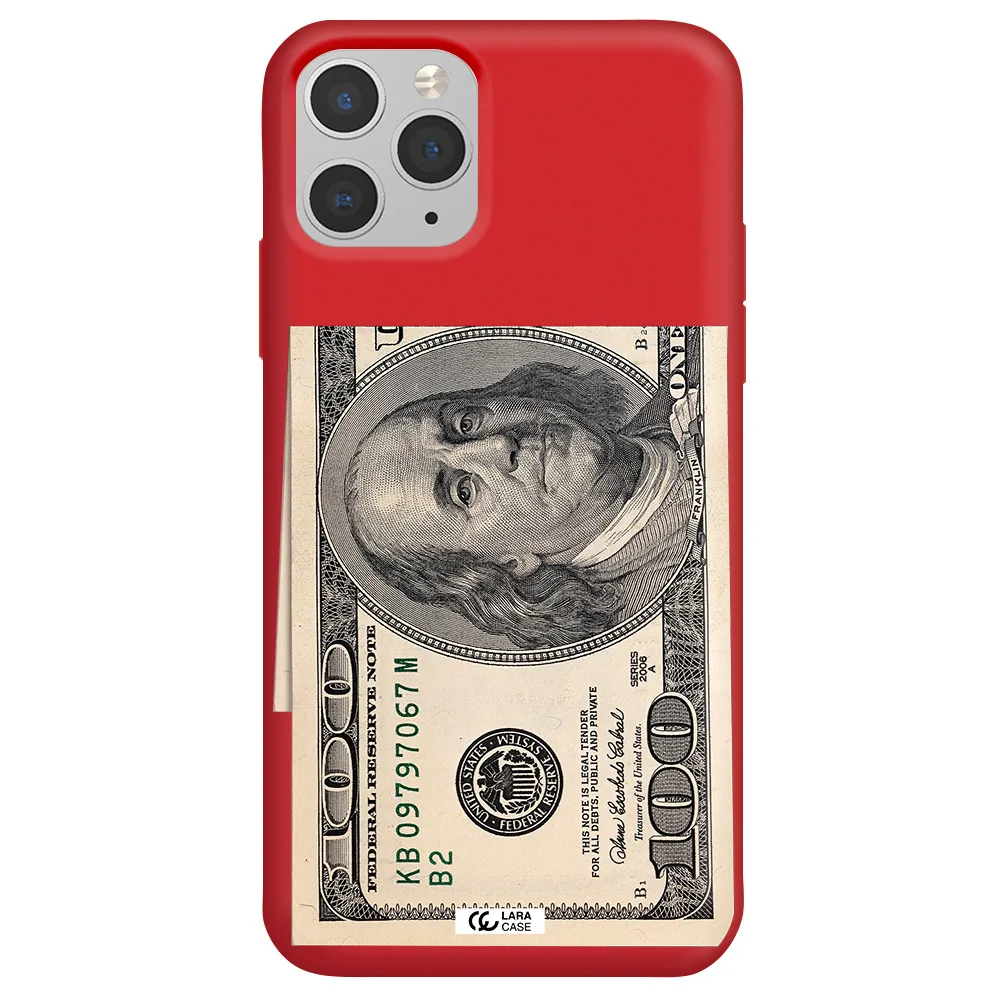 a close-up of a money bill Apple iPhone 11 pro Silicone Imperial Red Case