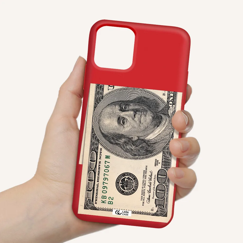 a close-up of a money bill Apple iPhone 11 pro Silicone Imperial Red Case