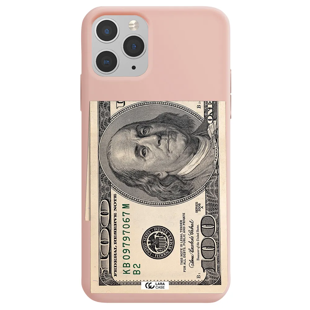 a close-up of a money bill Apple iPhone 11 pro Silicone pastel pink Case