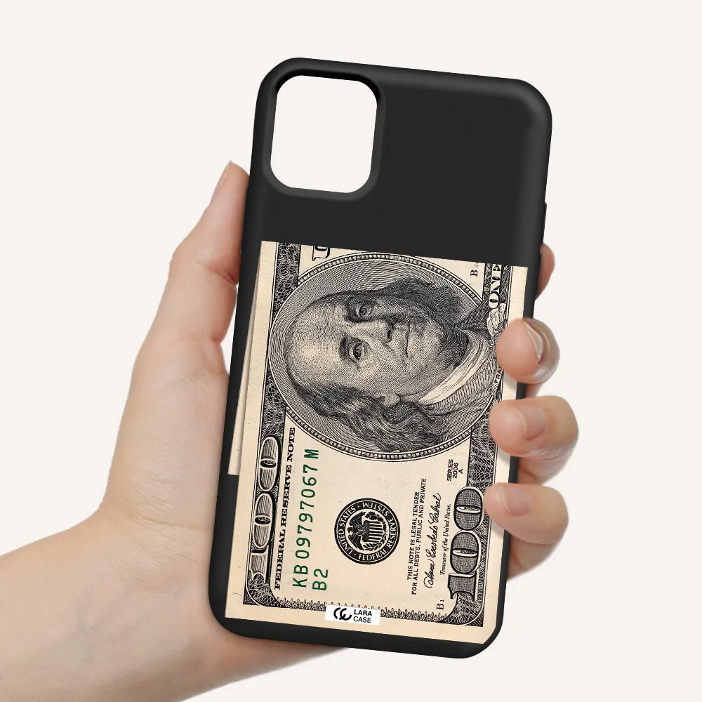 a close-up of a money bill Apple iPhone 11 Silicone black Case