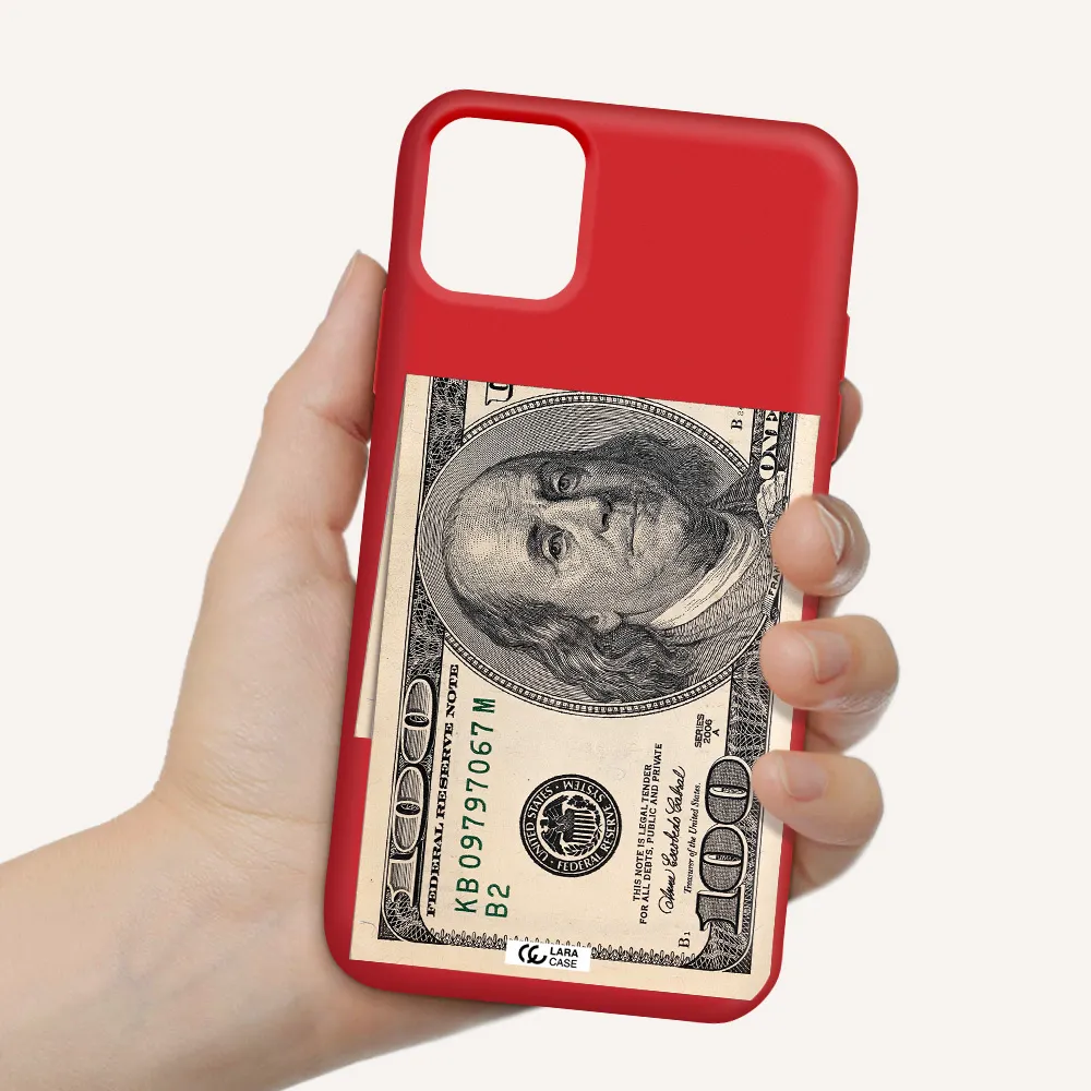 a close-up of a money bill Apple iPhone 11 Silicone Imperial Red Case