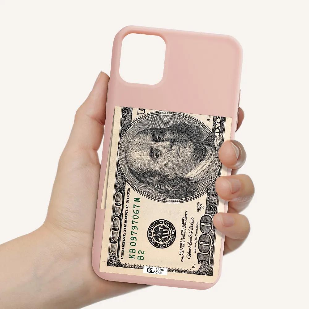 a close-up of a money bill Apple iPhone 11 Silicone pastel pink Case