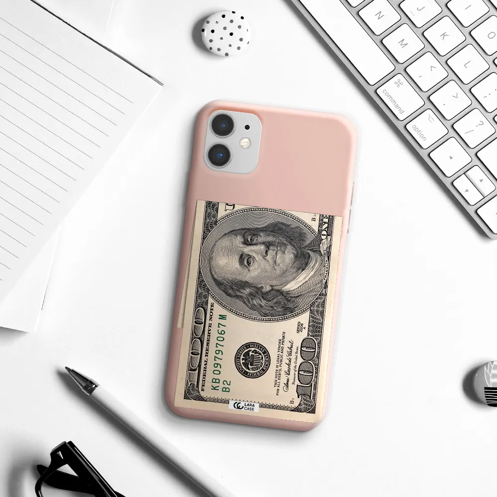 a close-up of a money bill Apple iPhone 11 Silicone pastel pink Case