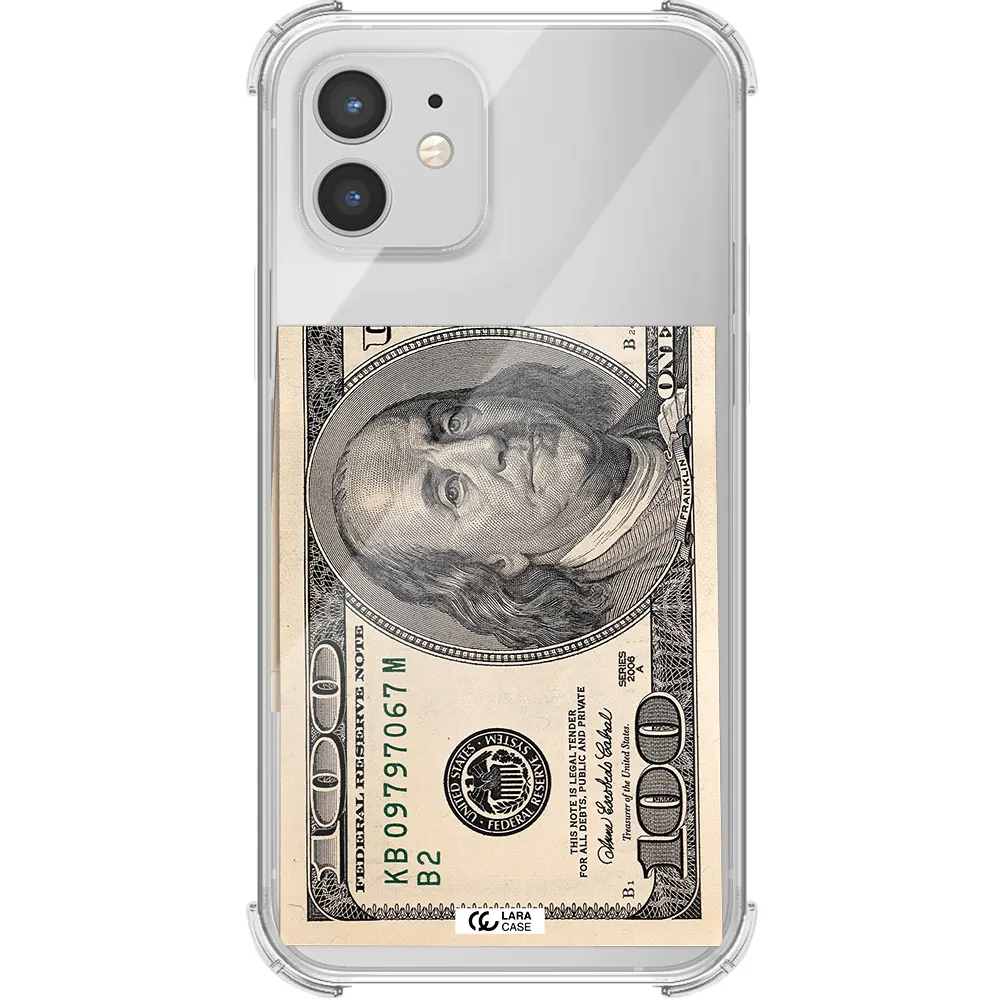 a close-up of a money bill Apple iPhone 12 Clear PC Case