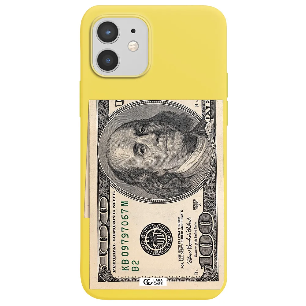a close-up of a money bill Apple iPhone 12 mini Silicone canary yellow Case