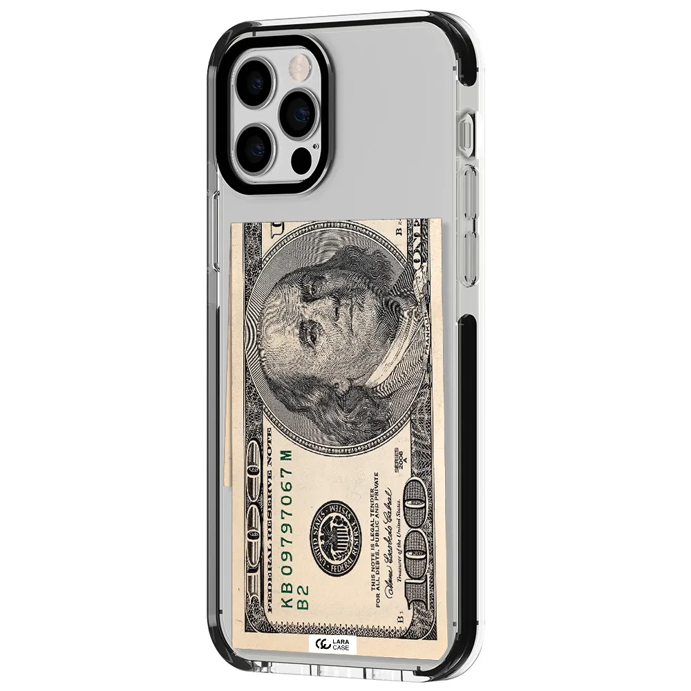 a close-up of a money bill Apple iPhone 12 pro impact black border Case