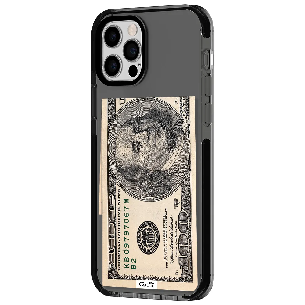 a close-up of a money bill Apple iPhone 12 pro impact Smoke Black Case