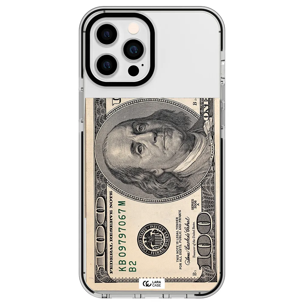 a close-up of a money bill Apple iPhone 12 pro max impact black border Case