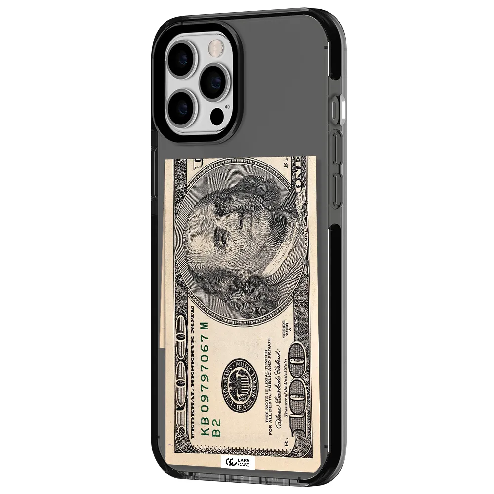 a close-up of a money bill Apple iPhone 12 pro max impact Smoke Black Case